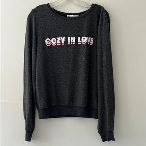 Wildfox Charcoal Hachi Crew Neck Sweatshirt Screenprint Graphic Size X-Small NWT